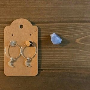 Dainty Crescent Moon Charm Hoop Earrings ☽